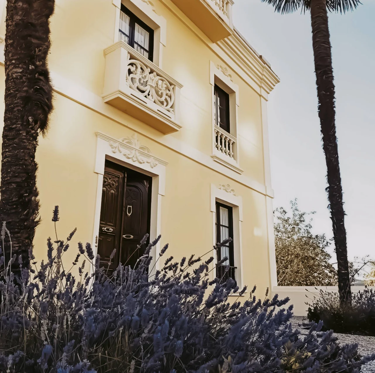 Fachada de Santa Emilia entre palmeras